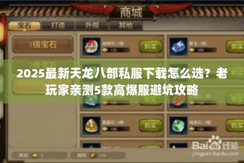2025最新天龙八部私服下载怎么选？老玩家亲测5款高爆服避坑攻略