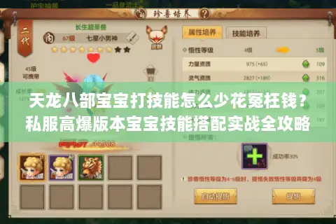 天龙八部宝宝打技能怎么少花冤枉钱?私服高爆版本宝宝技能搭配实战全攻略! 天龙八部宝宝打技能怎么少花冤枉钱?私服高爆版本宝宝技能搭配实战全攻略!