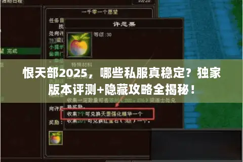 恨天部2025,哪些私服真稳定?独家版本评测+隐藏攻略全揭秘! 恨天部2025,哪些私服真稳定?独家版本评测+隐藏攻略全揭秘!