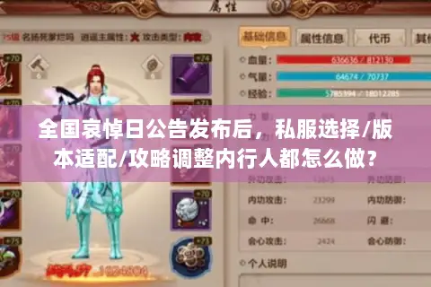 全国哀悼日公告发布后，私服选择/版本适配/攻略调整内行人都怎么做？