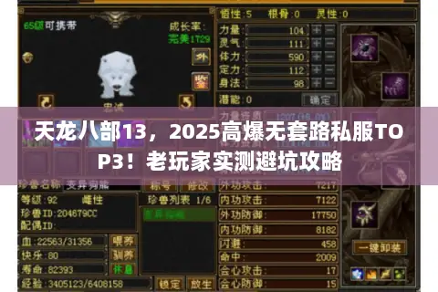 天龙八部13,2025高爆无套路私服TOP3!老玩家实测避坑攻略 天龙八部13,2025高爆无套路私服TOP3!老玩家实测避坑攻略