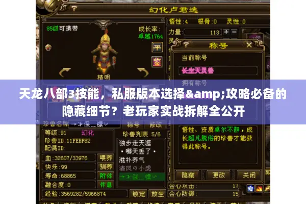 天龙八部3技能,私服版本选择&攻略必备的隐藏细节?老玩家实战拆解全公开 天龙八部3技能,私服版本选择&攻略必备的隐藏细节?老玩家实战拆解全公开