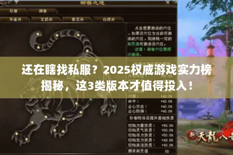 还在瞎找私服?2025权威游戏实力榜揭秘,这3类版本才值得投入! 还在瞎找私服?2025权威游戏实力榜揭秘,这3类版本才值得投入!