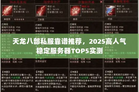 天龙八部私服靠谱推荐,2025高人气稳定服务器TOP5实测 天龙八部私服靠谱推荐,2025高人气稳定服务器TOP5实测