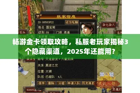 畅游金卡领取攻略,私服老玩家揭秘3个隐藏渠道,2025年还能用? 畅游金卡领取攻略,私服老玩家揭秘3个隐藏渠道,2025年还能用?