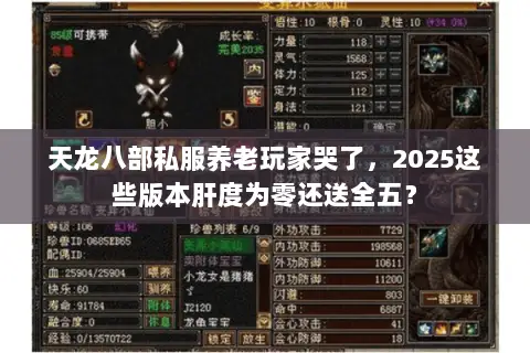 天龙八部私服养老玩家哭了,2025这些版本肝度为零还送全五? 天龙八部私服养老玩家哭了,2025这些版本肝度为零还送全五?