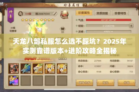 天龙八部私服怎么选不踩坑？2025年实测靠谱版本+进阶攻略全揭秘
