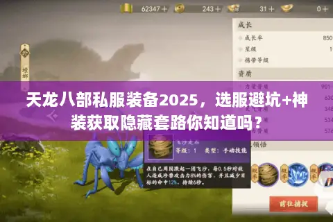 天龙八部私服装备2025,选服避坑+神装获取隐藏套路你知道吗? 天龙八部私服装备2025,选服避坑+神装获取隐藏套路你知道吗?