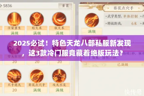 2025必试!特色天龙八部私服新发现,这3款冷门服竟藏着绝版玩法? 2025必试!特色天龙八部私服新发现,这3款冷门服竟藏着绝版玩法?