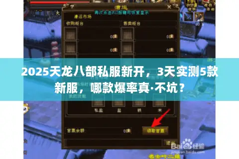 2025天龙八部私服新开，3天实测5款新服，哪款爆率真·不坑？