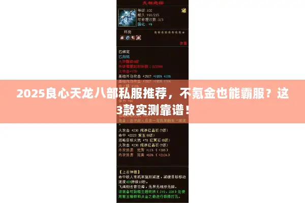 2025良心天龙八部私服推荐,不氪金也能霸服?这3款实测靠谱! 2025良心天龙八部私服推荐,不氪金也能霸服?这3款实测靠谱!