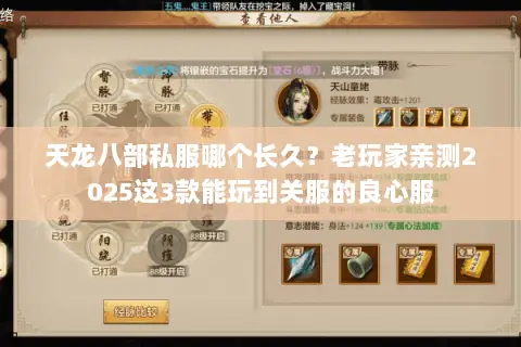 天龙八部私服哪个长久?老玩家亲测2025这3款能玩到关服的良心服 天龙八部私服哪个长久?老玩家亲测2025这3款能玩到关服的良心服