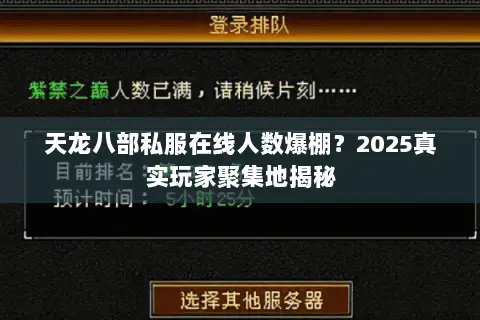 天龙八部私服在线人数爆棚？2025真实玩家聚集地揭秘