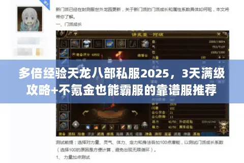 多倍经验天龙八部私服2025,3天满级攻略+不氪金也能霸服的靠谱服推荐 多倍经验天龙八部私服2025,3天满级攻略+不氪金也能霸服的靠谱服推荐