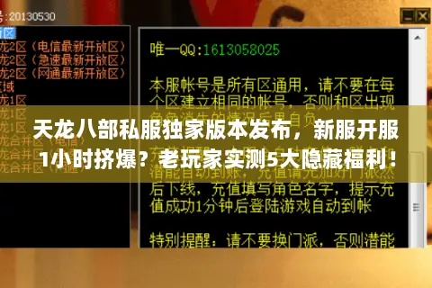 天龙八部私服独家版本发布，新服开服1小时挤爆？老玩家实测5大隐藏福利！