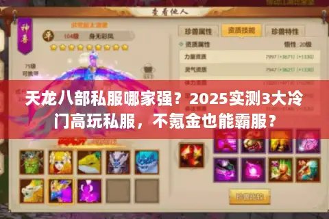 天龙八部私服哪家强？2025实测3大冷门高玩私服，不氪金也能霸服？