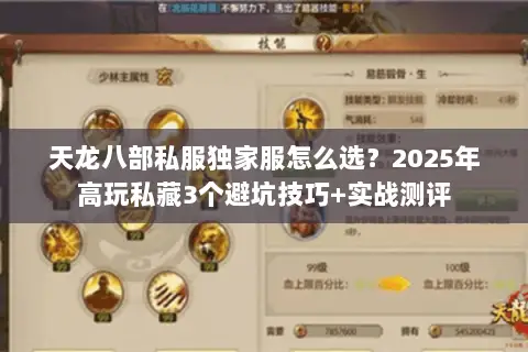 天龙八部私服独家服怎么选？2025年高玩私藏3个避坑技巧+实战测评