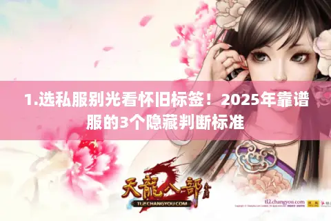 1.选私服别光看怀旧标签!2025年靠谱服的3个隐藏判断标准 1.选私服别光看怀旧标签!2025年靠谱服的3个隐藏判断标准