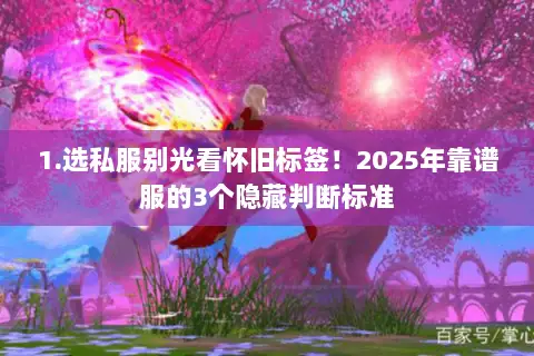 1.选私服别光看怀旧标签!2025年靠谱服的3个隐藏判断标准 1.选私服别光看怀旧标签!2025年靠谱服的3个隐藏判断标准