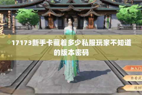 17173新手卡藏着多少私服玩家不知道的版本密码 17173新手卡藏着多少私服玩家不知道的版本密码