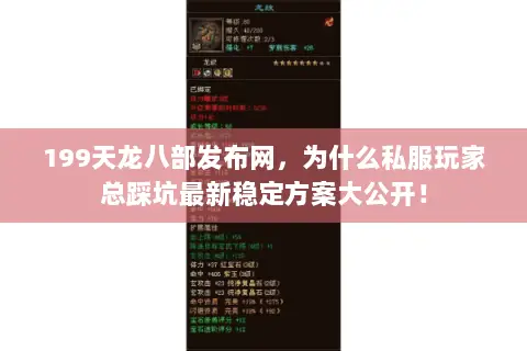 199天龙八部发布网,为什么私服玩家总踩坑最新稳定方案大公开! 199天龙八部发布网,为什么私服玩家总踩坑最新稳定方案大公开!