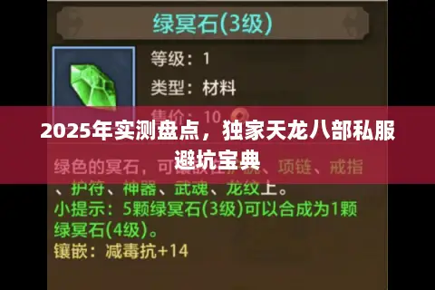 2025年实测盘点，独家天龙八部私服避坑宝典
