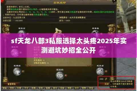 sf天龙八部3私服选择太头疼2025年实测避坑妙招全公开 sf天龙八部3私服选择太头疼2025年实测避坑妙招全公开