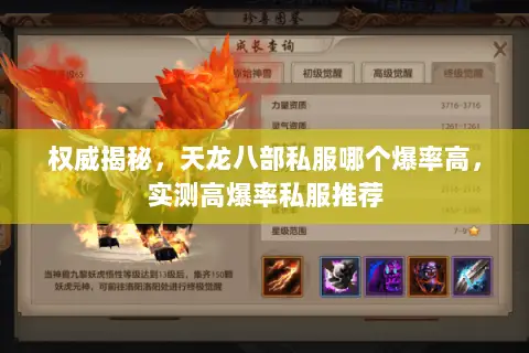 权威揭秘,天龙八部私服哪个爆率高,实测高爆率私服推荐 权威揭秘,天龙八部私服哪个爆率高,实测高爆率私服推荐