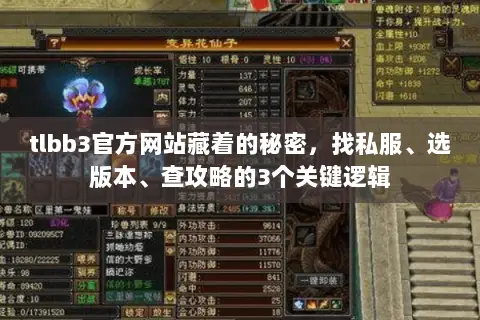 tlbb3官方网站藏着的秘密,找私服、选版本、查攻略的3个关键逻辑 tlbb3官方网站藏着的秘密,找私服、选版本、查攻略的3个关键逻辑