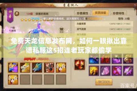 免费天龙信息发布网,如何一眼揪出靠谱私服这5招连老玩家都偷学 免费天龙信息发布网,如何一眼揪出靠谱私服这5招连老玩家都偷学