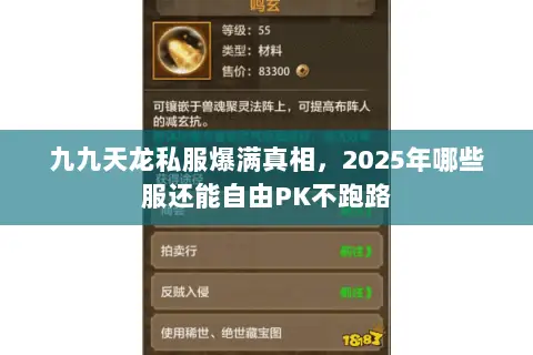 九九天龙私服爆满真相,2025年哪些服还能自由PK不跑路 九九天龙私服爆满真相,2025年哪些服还能自由PK不跑路