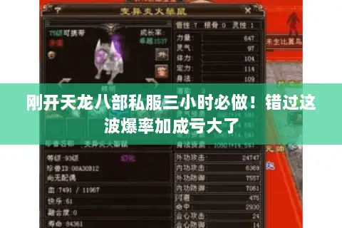 刚开天龙八部私服三小时必做!错过这波爆率加成亏大了 刚开天龙八部私服三小时必做!错过这波爆率加成亏大了