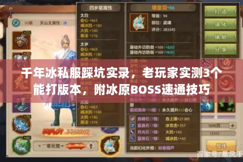 千年冰私服踩坑实录,老玩家实测3个能打版本,附冰原BOSS速通技巧 千年冰私服踩坑实录,老玩家实测3个能打版本,附冰原BOSS速通技巧