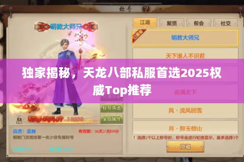 独家揭秘,天龙八部私服首选2025权威Top推荐 独家揭秘,天龙八部私服首选2025权威Top推荐
