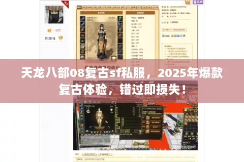 天龙八部08复古sf私服,2025年爆款复古体验,错过即损失! 天龙八部08复古sf私服,2025年爆款复古体验,错过即损失!