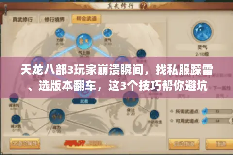 天龙八部3玩家崩溃瞬间，找私服踩雷、选版本翻车，这3个技巧帮你避坑