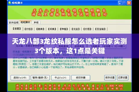 天龙八部3龙纹私服怎么选老玩家实测3个版本，这1点是关键
