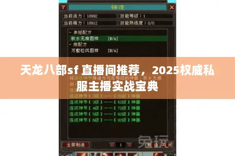 天龙八部sf 直播间推荐，2025权威私服主播实战宝典