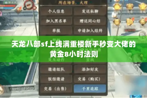 天龙八部sf上线满重楼新手秒变大佬的黄金8小时法则