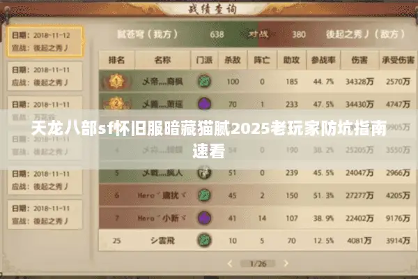 天龙八部sf怀旧服暗藏猫腻2025老玩家防坑指南速看 天龙八部sf怀旧服暗藏猫腻2025老玩家防坑指南速看