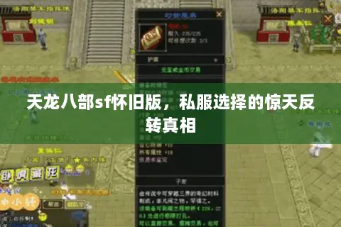 天龙八部sf怀旧版，私服选择的惊天反转真相