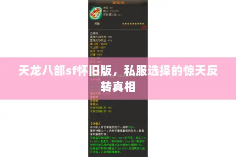 天龙八部sf怀旧版，私服选择的惊天反转真相