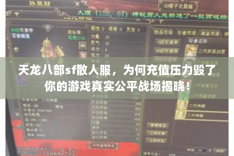 天龙八部sf散人服,为何充值压力毁了你的游戏真实公平战场揭晓! 天龙八部sf散人服,为何充值压力毁了你的游戏真实公平战场揭晓!