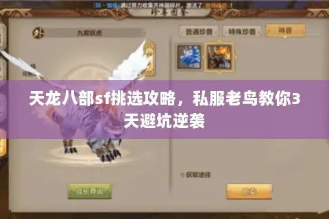 天龙八部sf挑选攻略,私服老鸟教你3天避坑逆袭 天龙八部sf挑选攻略,私服老鸟教你3天避坑逆袭