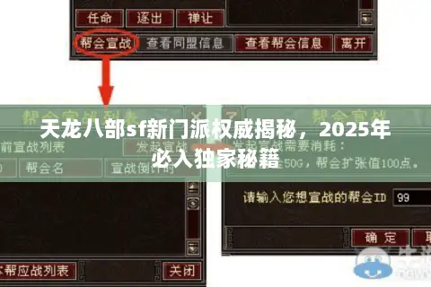 天龙八部sf新门派权威揭秘,2025年必入独家秘籍 天龙八部sf新门派权威揭秘,2025年必入独家秘籍