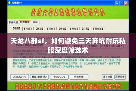 天龙八部sf,如何避免三天弃坑耐玩私服深度筛选术 天龙八部sf,如何避免三天弃坑耐玩私服深度筛选术