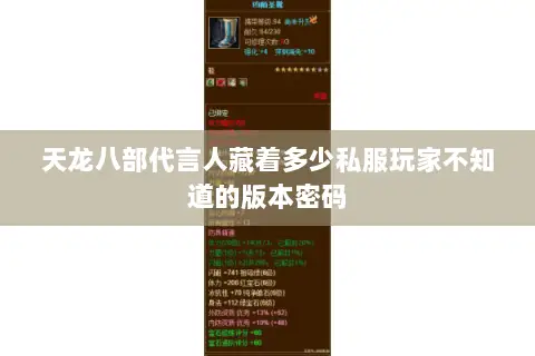 天龙八部代言人藏着多少私服玩家不知道的版本密码 天龙八部代言人藏着多少私服玩家不知道的版本密码