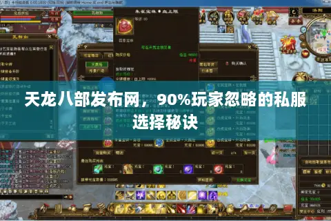 天龙八部发布网，90%玩家忽略的私服选择秘诀