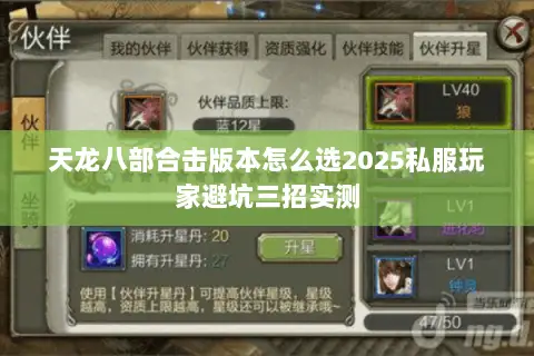 天龙八部合击版本怎么选2025私服玩家避坑三招实测 天龙八部合击版本怎么选2025私服玩家避坑三招实测