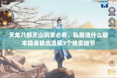 天龙八部天山玩家必看,私服选什么版本隐身输出流藏3个绝密细节 天龙八部天山玩家必看,私服选什么版本隐身输出流藏3个绝密细节